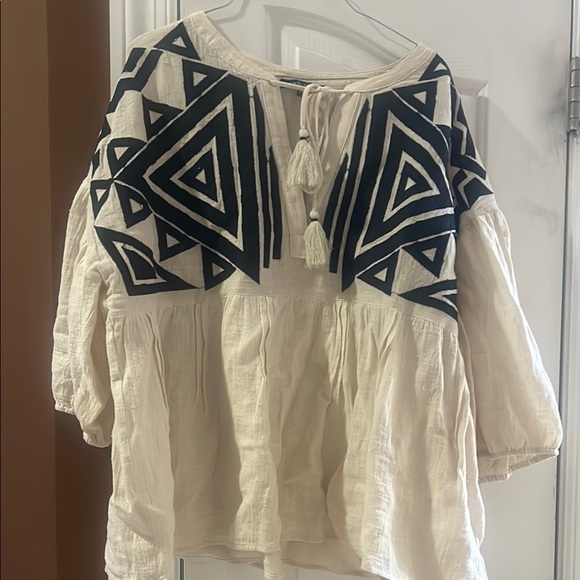 Tops - Bohemian Cream and Black Women's Top